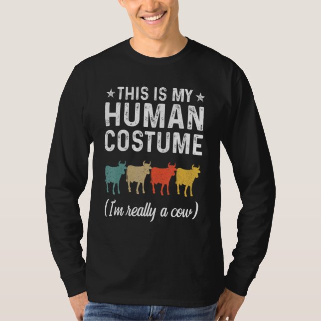 Camiseta This Is My Human Costume I'm Really A Cow Retro Ha (Anverso)