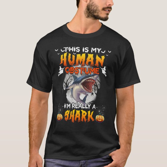 Camiseta This Is My Human Costume I'm Really A Shark Hallow (Anverso)