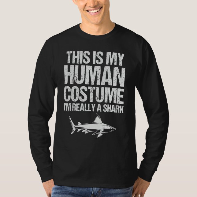 Camiseta This is My Human Costume I'm Really a Shark Hallow (Anverso)