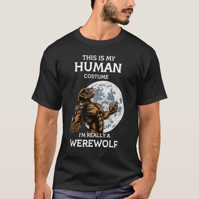Camiseta This is My Human Costume I'm Really a Werewolf Hal (Anverso)