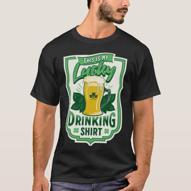 Camiseta This Is My Lucky Drinking    Busy Holding A Beer (Anverso)