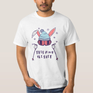 Camiseta This is my Ski Suit Skiing Rabbit with ski poles