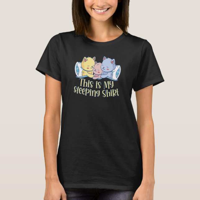 Camiseta This is My Sleeping   Cat Kittens Pajamas Kids Wom (Anverso)