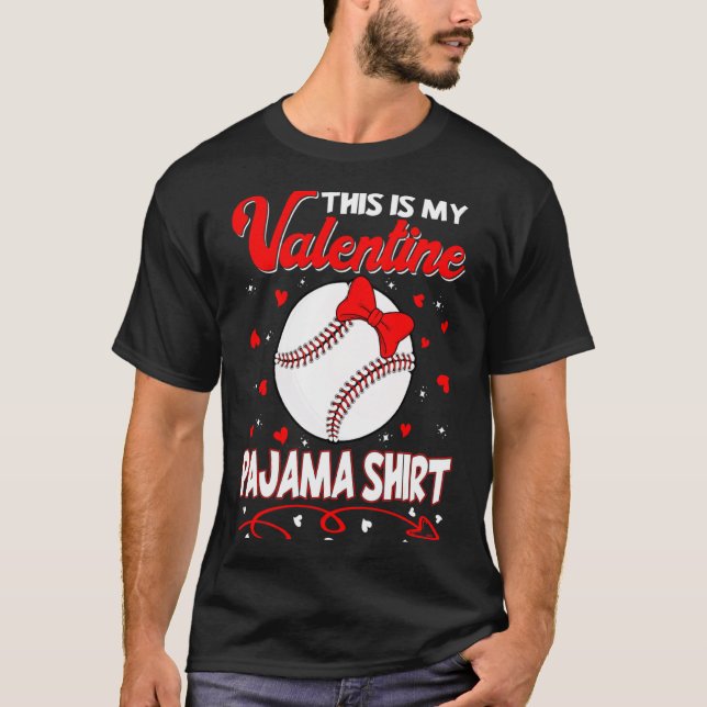 Camiseta This Is My Valentines Baseball Pajama For Kids Boy (Anverso)