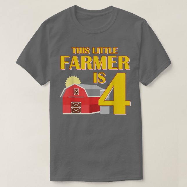 Camiseta This Little Farmer Is 4 Year Old Farm Tractor Birt (Diseño del anverso)