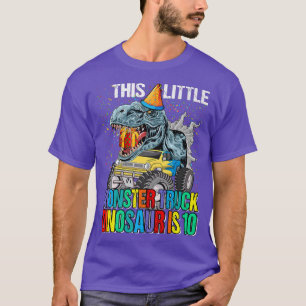 Camiseta This Little Monster Truck Dinosaur Is 10th Birthda
