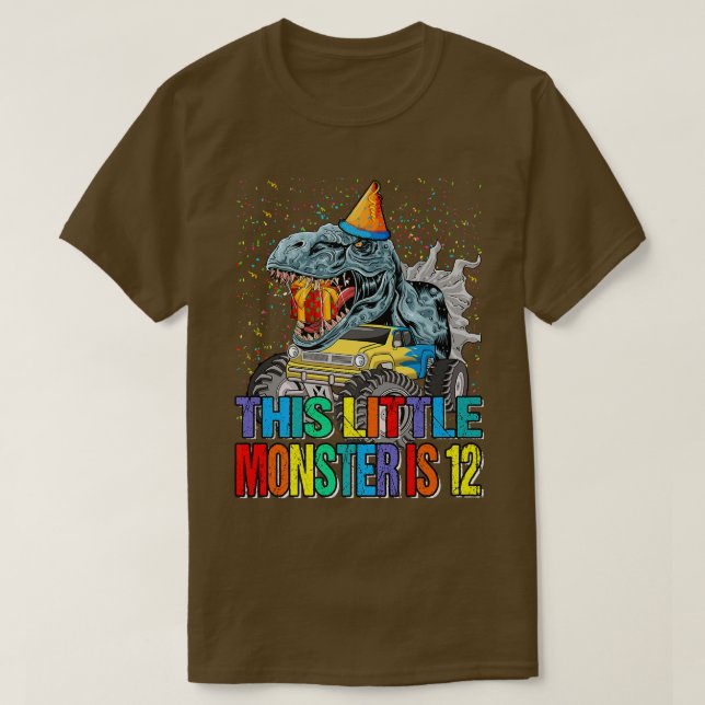 Camiseta This Little Monster Truck Is 12th Birthday  (Diseño del anverso)
