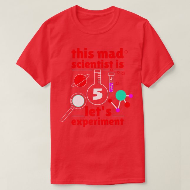 Camiseta This Mad Scientist is 5 Birthday Fifth 5th Science (Diseño del anverso)