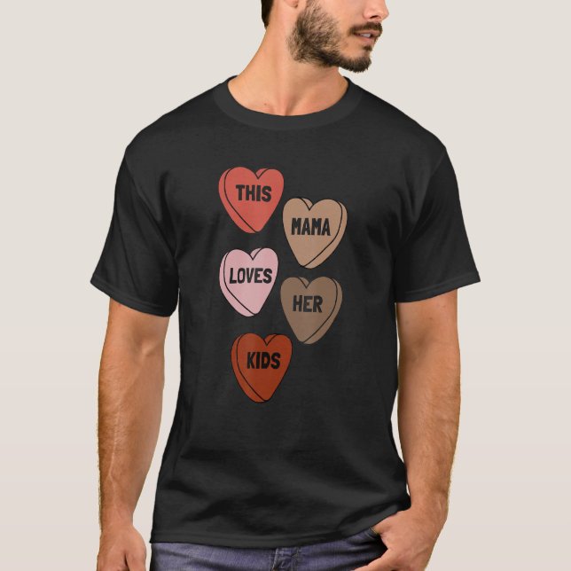 Camiseta This Mama Loves Her Kids Valentine's Day Hearts Mo (Anverso)