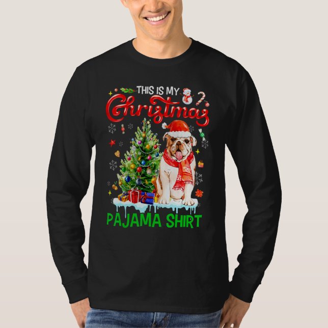 Camiseta This My Christmas Pajama   Bulldog Scarf Santa Xma (Anverso)