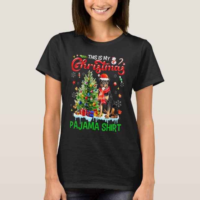 Camiseta This My Christmas Pajama  Rottweiler Scarf Santa X (Anverso)