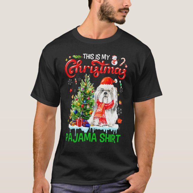 Camiseta This My Christmas Pajama   Shih Tzu Scarf Santa Xm (Anverso)