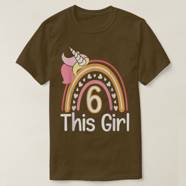 Camiseta thisgirl 6th birthday unicornrainbow 6 years old f (Diseño del anverso)