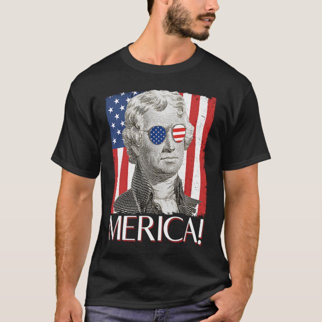 Camiseta Thomas Jefferson 'Bandera Patriótica Americana Mer (Anverso)