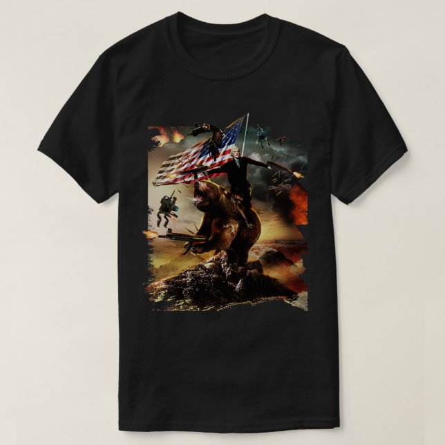 Camiseta Thomas Jefferson Riding Bear (Diseño del anverso)