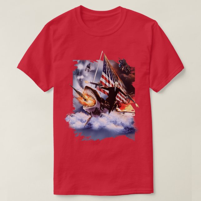 Camiseta Thomas Jefferson Riding Shark (Diseño del anverso)