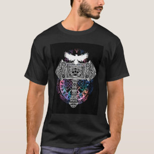 Camiseta Thor Hammer Raven Mjölnir Runes Vikings Vegvisir V