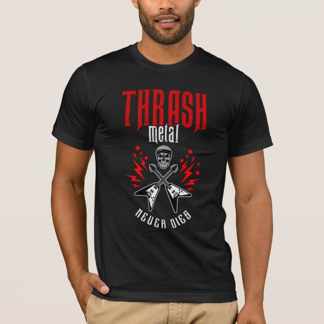 Camiseta Thrash Metalizado Never Die (Anverso)
