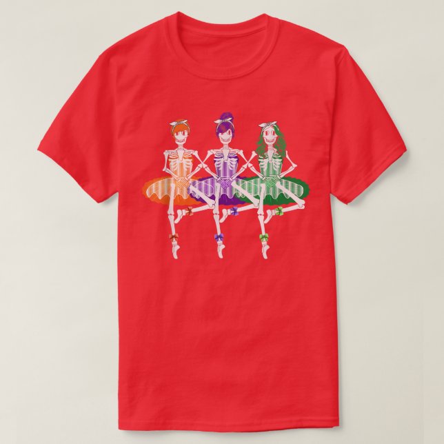 Camiseta Three Ballet Skeleton Dancer Funny Halloween Costu (Diseño del anverso)