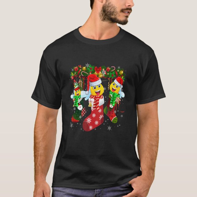 Camiseta Three Bee In Socks Christmas Santa Hat (Anverso)