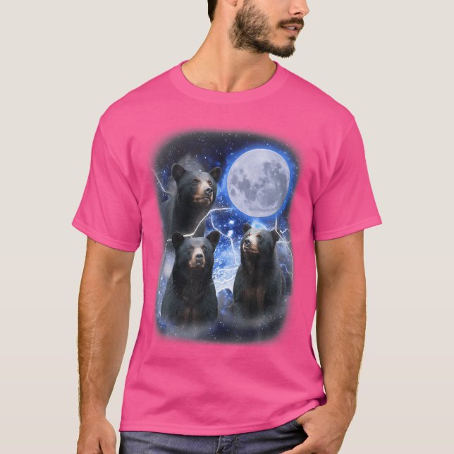 Camiseta Three Black Bear Moon 3 Wild Bears Gazing At The M (Anverso)