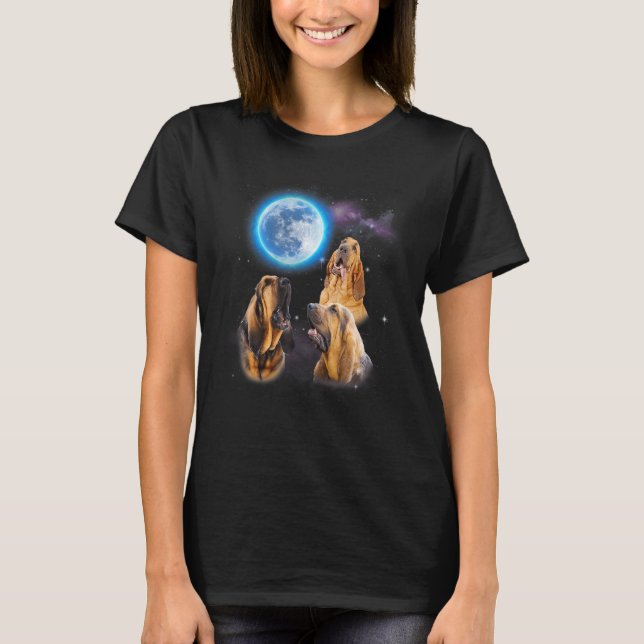 Camiseta Three Bloodhound Howling At Moon   Dog  Costume (Anverso)