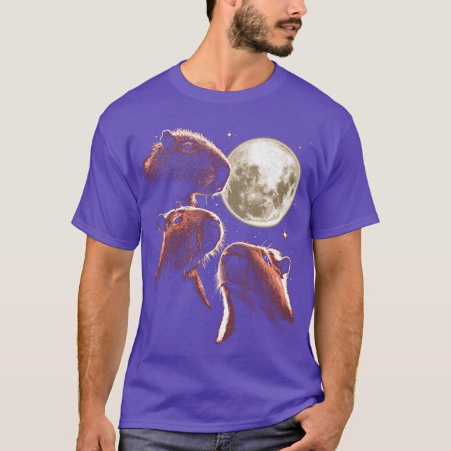 Camiseta Three Capybara Moon Funny Capybara Meme Mystical C (Anverso)
