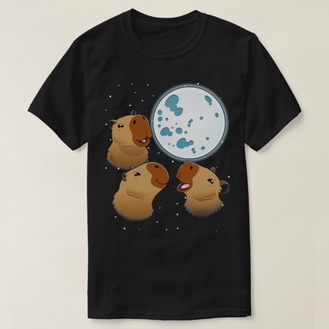 Camiseta Three Capybaras Moon 3 Capybara Howling At The Moo (Diseño del anverso)