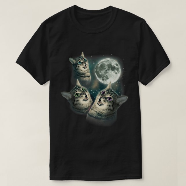Camiseta Three Cat Moon Meme Galaxy Kitten Art (Diseño del anverso)