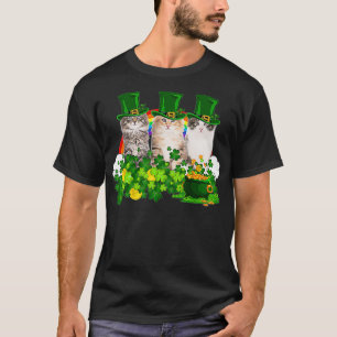 Camiseta Three Cat Shamrock St Patricks Day Meowy Irish Gif