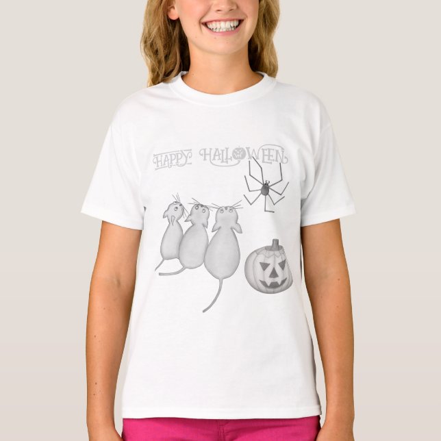Camiseta Three Cats, Pumpkin, and Spider Halloween (Anverso)