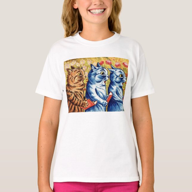 Camiseta Three cats singing by Louis Wain  (Anverso)