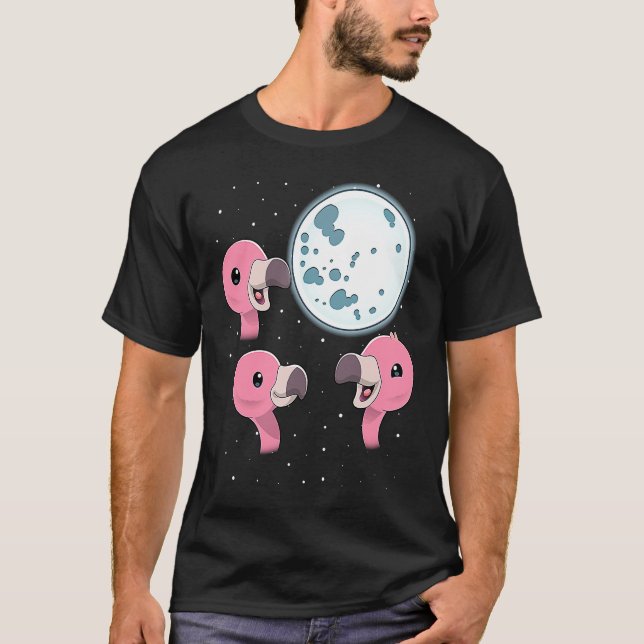Camiseta Three Flamingo Moon 3 Flamingos Howling At The Moo (Anverso)