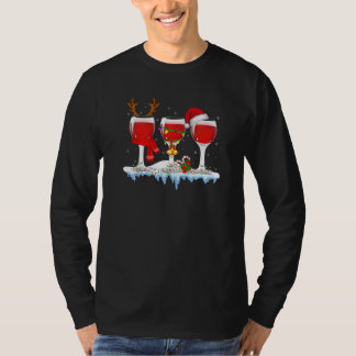 Camiseta Three Glass Of Red Wine  Drinker Christmas