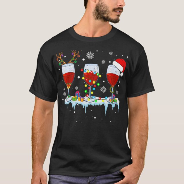 Camiseta Three Glass Of Red Wine Funny Drinker Christmas (Anverso)