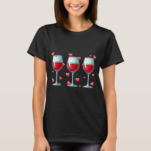 Camiseta Three Gles Of Wine Valentine's Day Couple Funny Dr (Anverso)