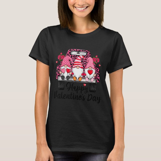 Camiseta Three Gnomes And Leopard Truck Happy Valentine's D (Anverso)