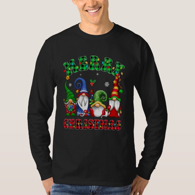 Camiseta Three Gnomes Christmas Lights Family Gnomes Xmas M (Anverso)