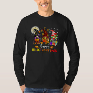 Camiseta Three Gnomes Halloween Merry Christmas Happy Hallo