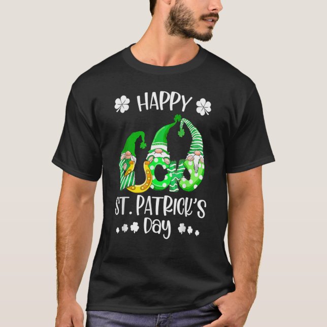 Camiseta Three Gnomes Shamrock Happy St Patrick's Day Go Lu (Anverso)