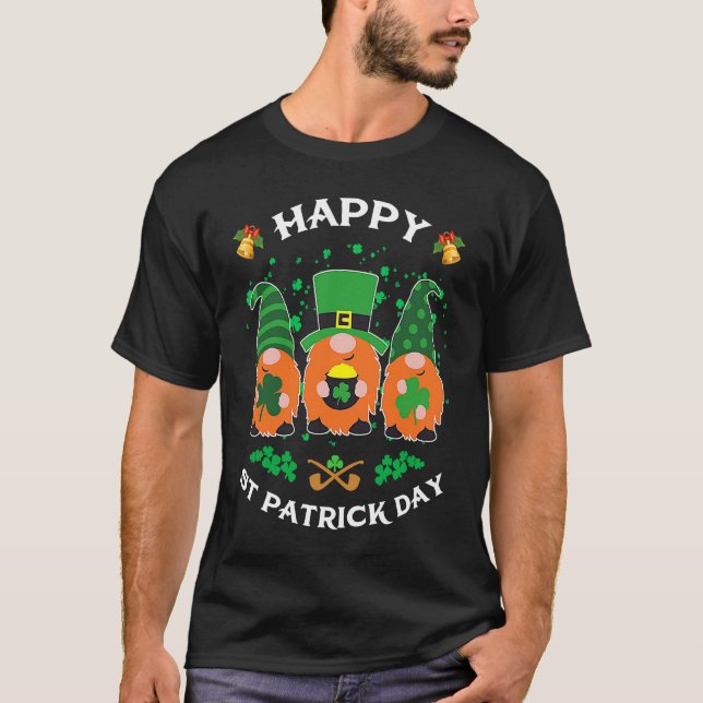 Camiseta Three Gnomes Shamrock Leprechaun Happy St Patrick' (Anverso)