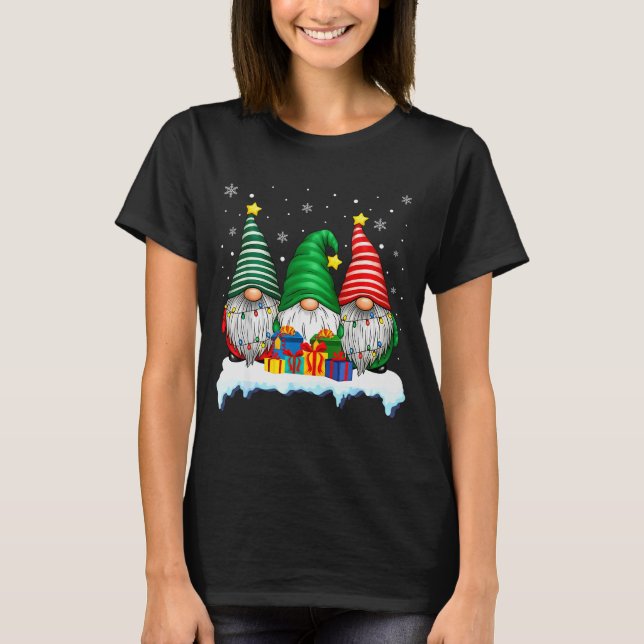 Camiseta Three Gnomes Tree Lights Men Women Matching Xmas H (Anverso)