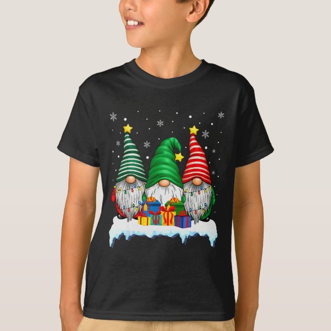 Camiseta Three Gnomes Tree Lights Men Women Matching Xmas H (Anverso)