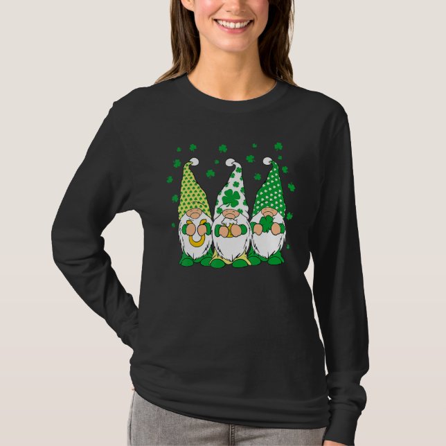 Camiseta Three Green Irish Gnomes Shamrock Clover St Patric (Anverso)
