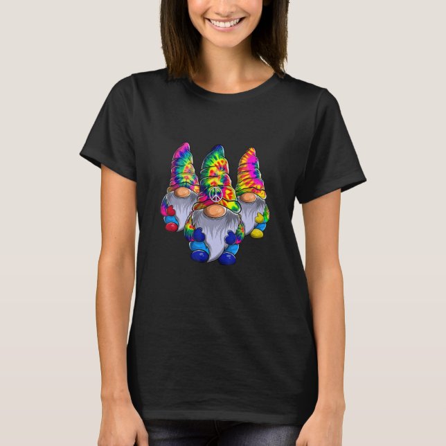 Camiseta Three Hippie Gnomes Peace Gnome  Retro Tie Diy (Anverso)