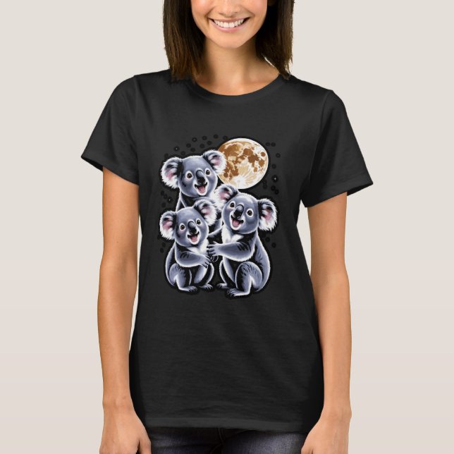 Camiseta Three Koalas and a Moon Funny Cosmic Shirt (Anverso)