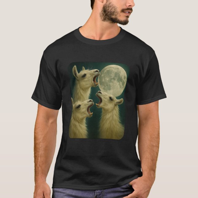 Camiseta Three Llama Moon Funny 3 Wolfs Meme Nerdy (Anverso)