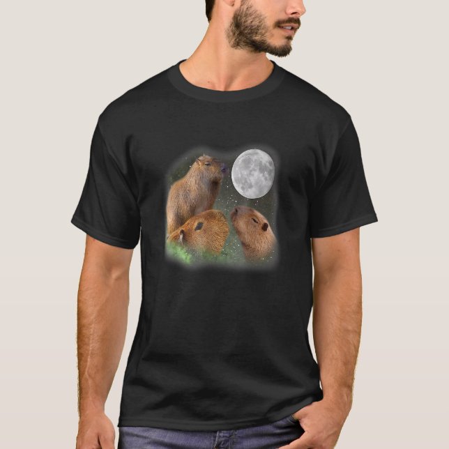 Camiseta Three Moon Capybaras      Cute Animal Parody (Anverso)