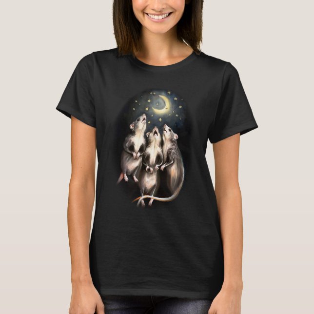 Camiseta Three Opossums Howling At The Moon Weird Emo Possu (Anverso)