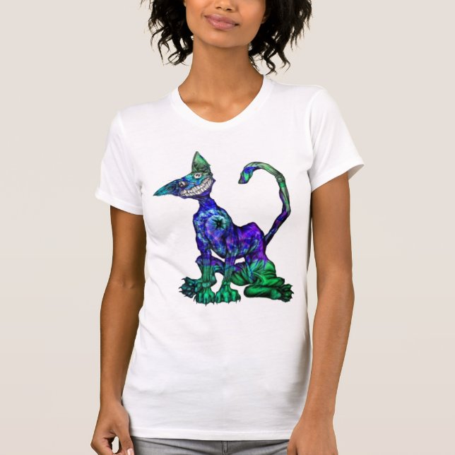 Camiseta #three psicodélico del gatito (Anverso)